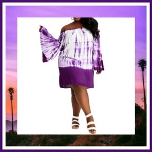 PURPLE  & WHITE ☆ TYE-DYE GAUZE ☆ SWIM COVER-UP ☆ 3X ☆ NWT